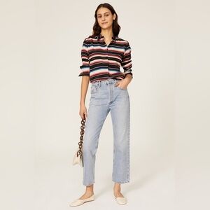 LAUREN RALPH LAUREN STRIPED BLANKET TOP SZ M